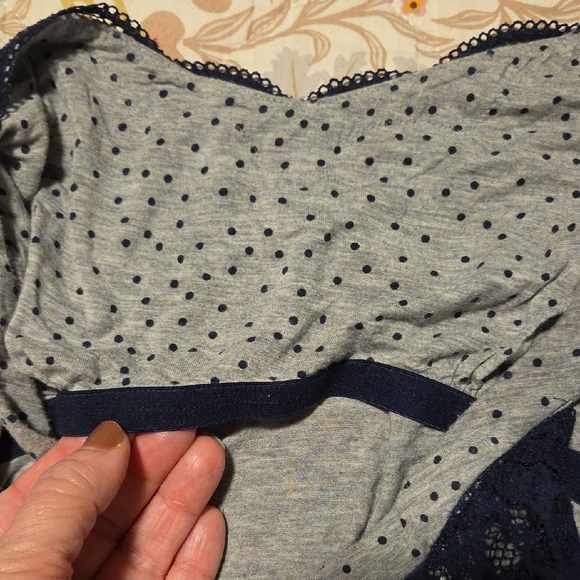 Soma Gray & Blue Lace Pajama Top - Picture 6 of 6